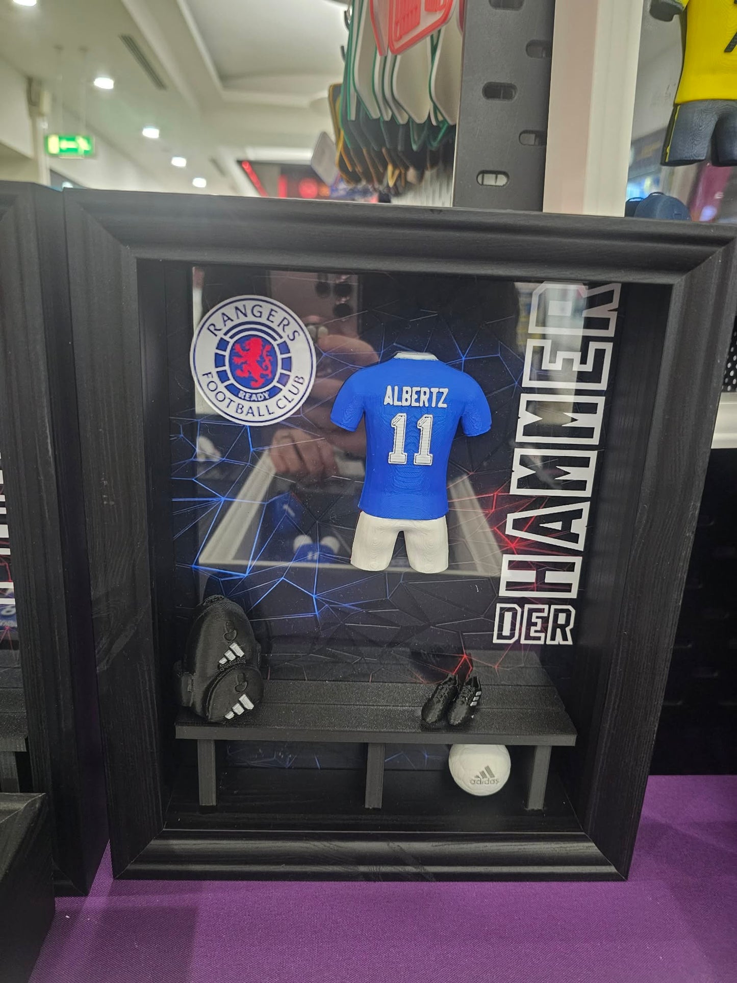 RANGERS FC HOME KIT LOCKER ROOM FRAME - MADE TO ORDER
