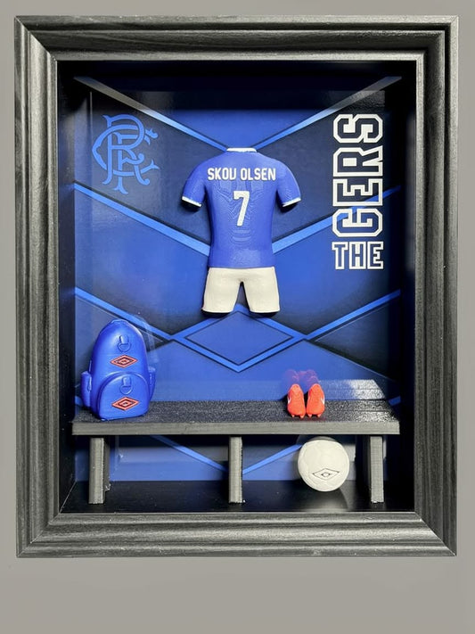 RANGERS FC HOME KIT LOCKER ROOM FRAME - MADE TO ORDER