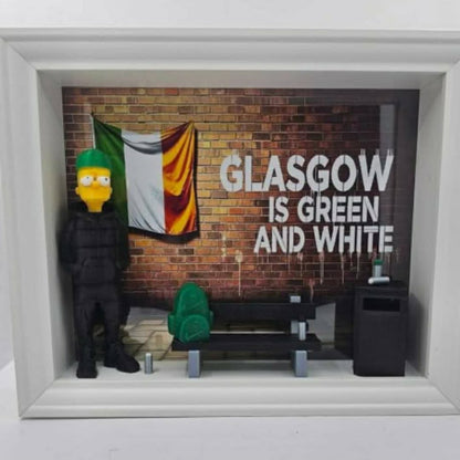 3D CELTIC GRAFITTI FRAME GLASGOW IS GREEN AND WHITE