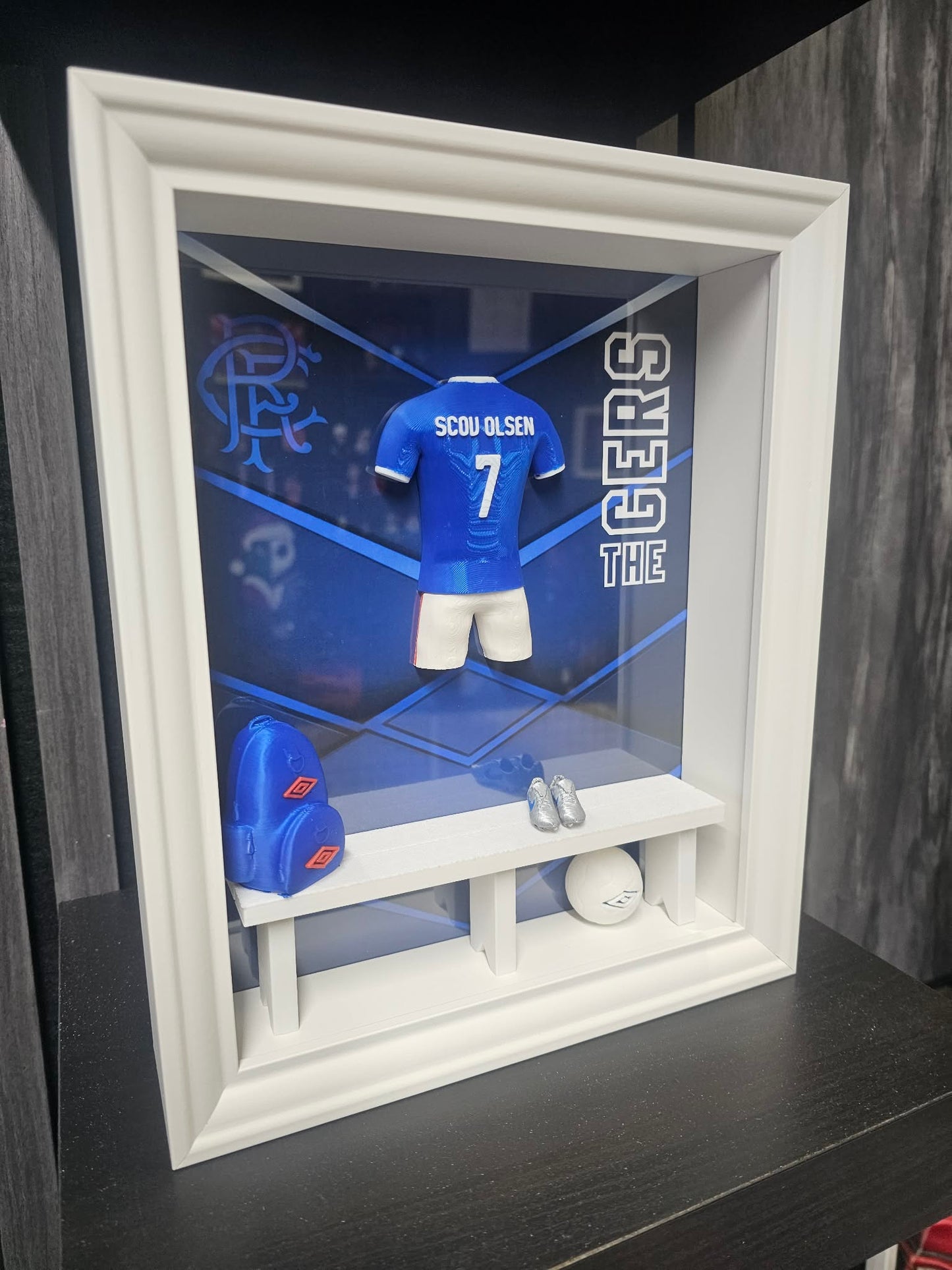 RANGERS FC HOME KIT LOCKER ROOM FRAME - MADE TO ORDER