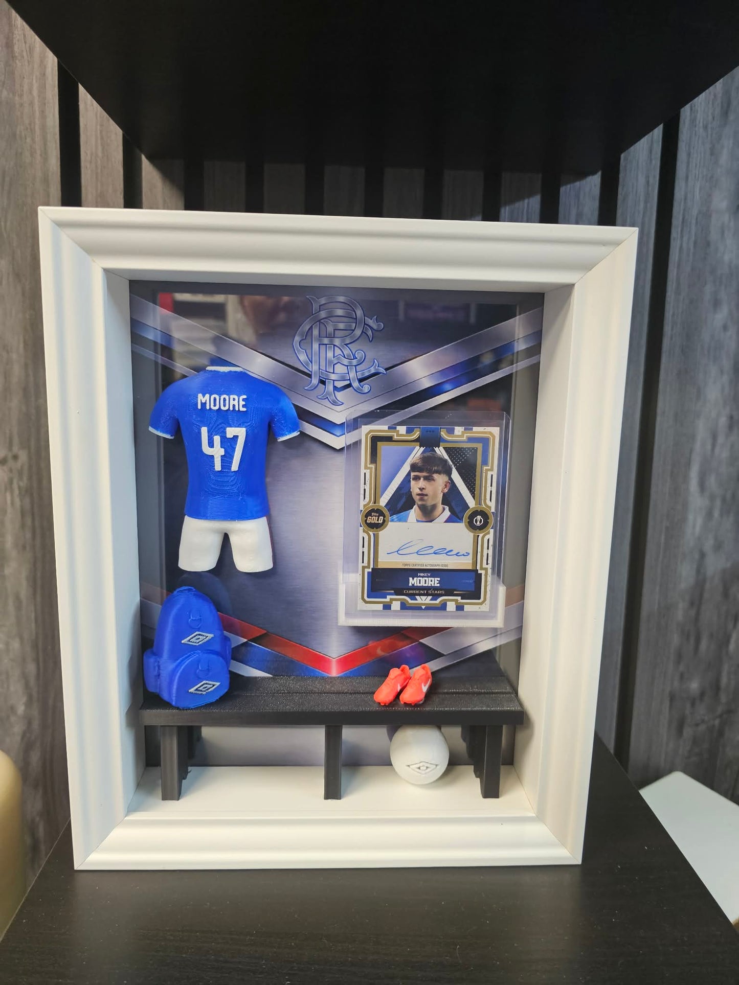 Rangers Moore Trading Card Locker Room Frame Autograph